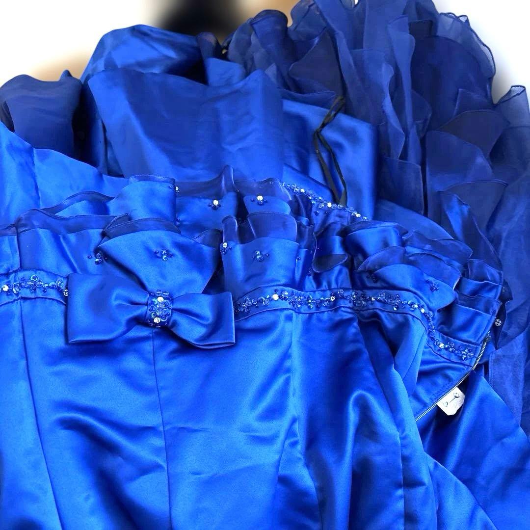 京都クラウディア　ドレス　ロイヤルブルー マーメイドライン フリル ゴージャス