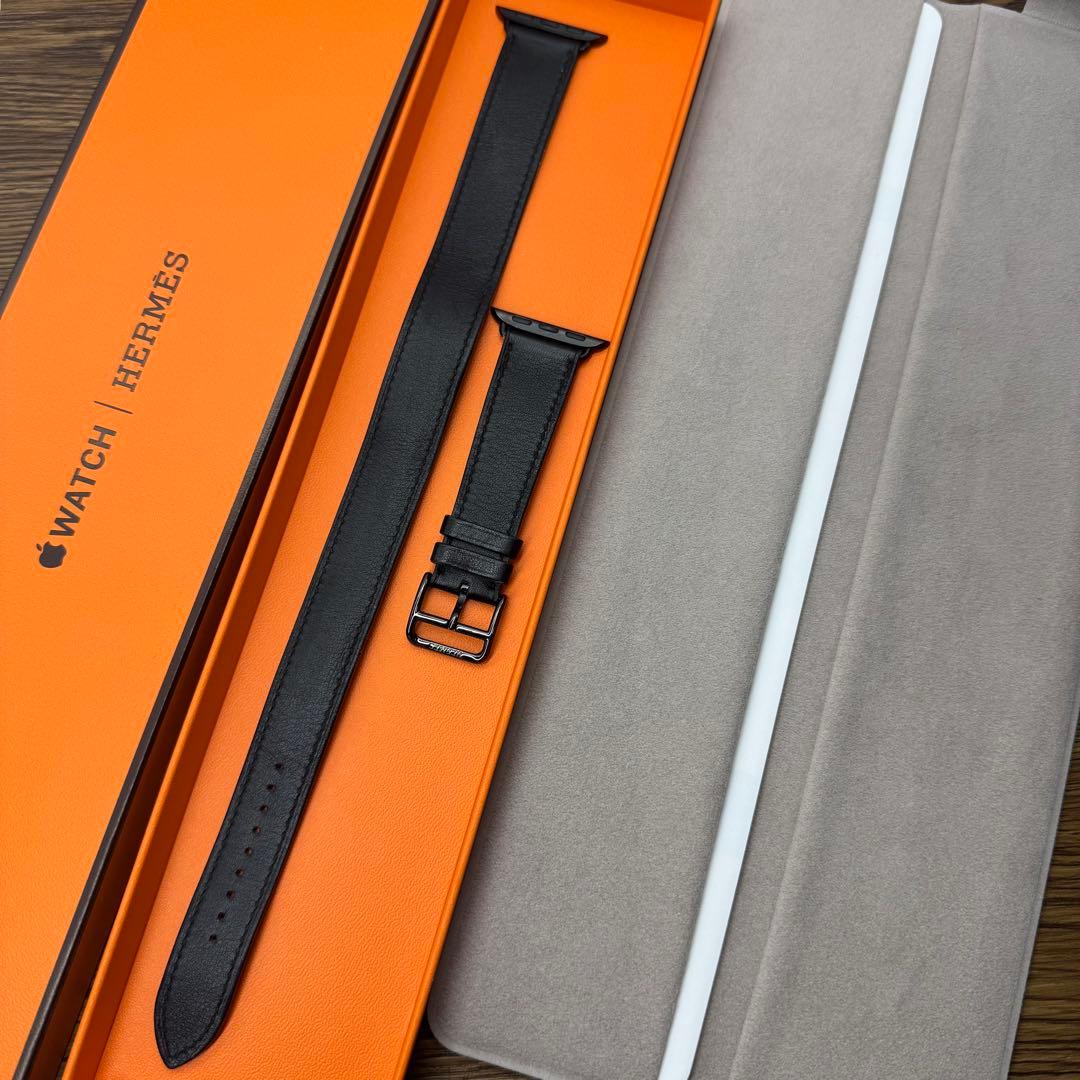 2247 Apple Watch エルメス　ブラック　ドゥブルトゥール　二重