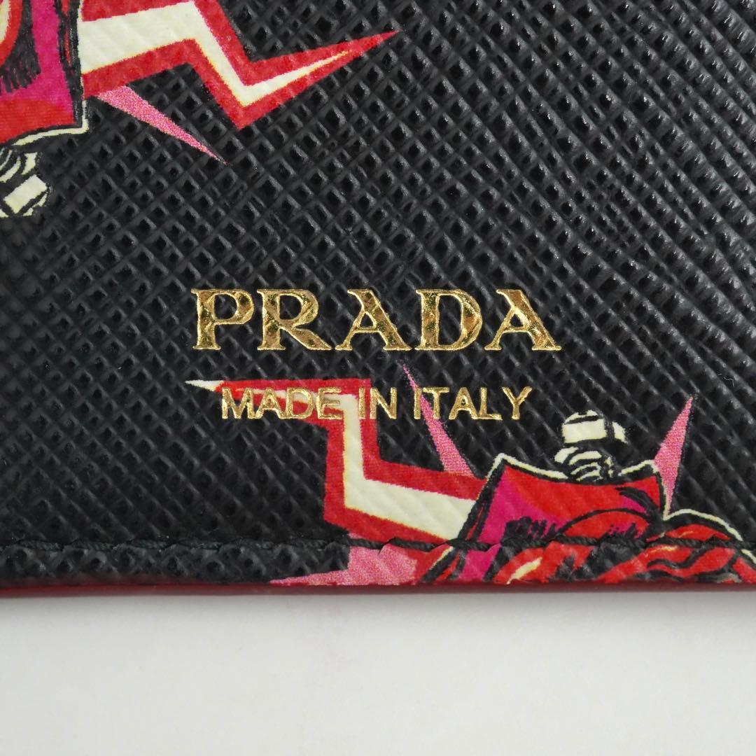 ✨未使用展示品・箱保証書付き✨　PRADA ミニ財布　サフィアーノ　バラ　花柄