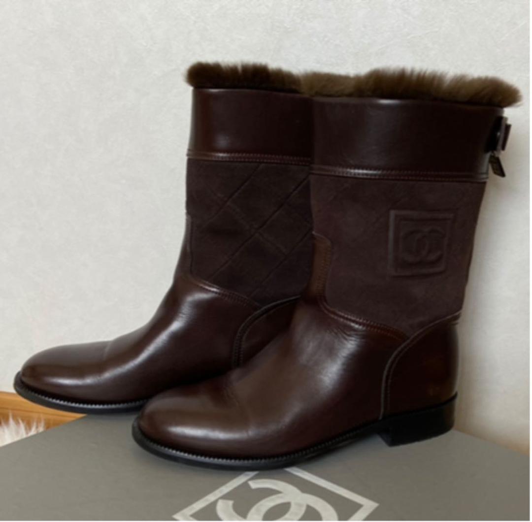 ドリスピ様❤️美品　シャネル　ブーツ　ミドル丈　ブラウン　正規品