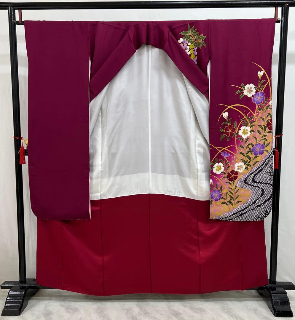 振り袖　フルセット　別誂長襦袢付　金彩加工　金駒刺繍　成人式　蝶々　643