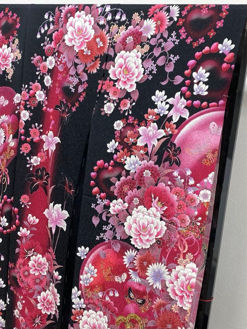 ブランド振袖 仮絵羽 Angel Heart 銀通し 正絹 未仕立て品 八掛付き