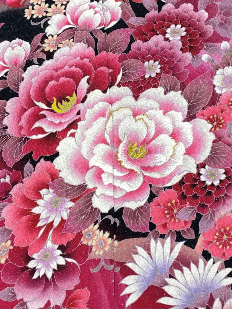 ブランド振袖 仮絵羽 Angel Heart 銀通し 正絹 未仕立て品 八掛付き