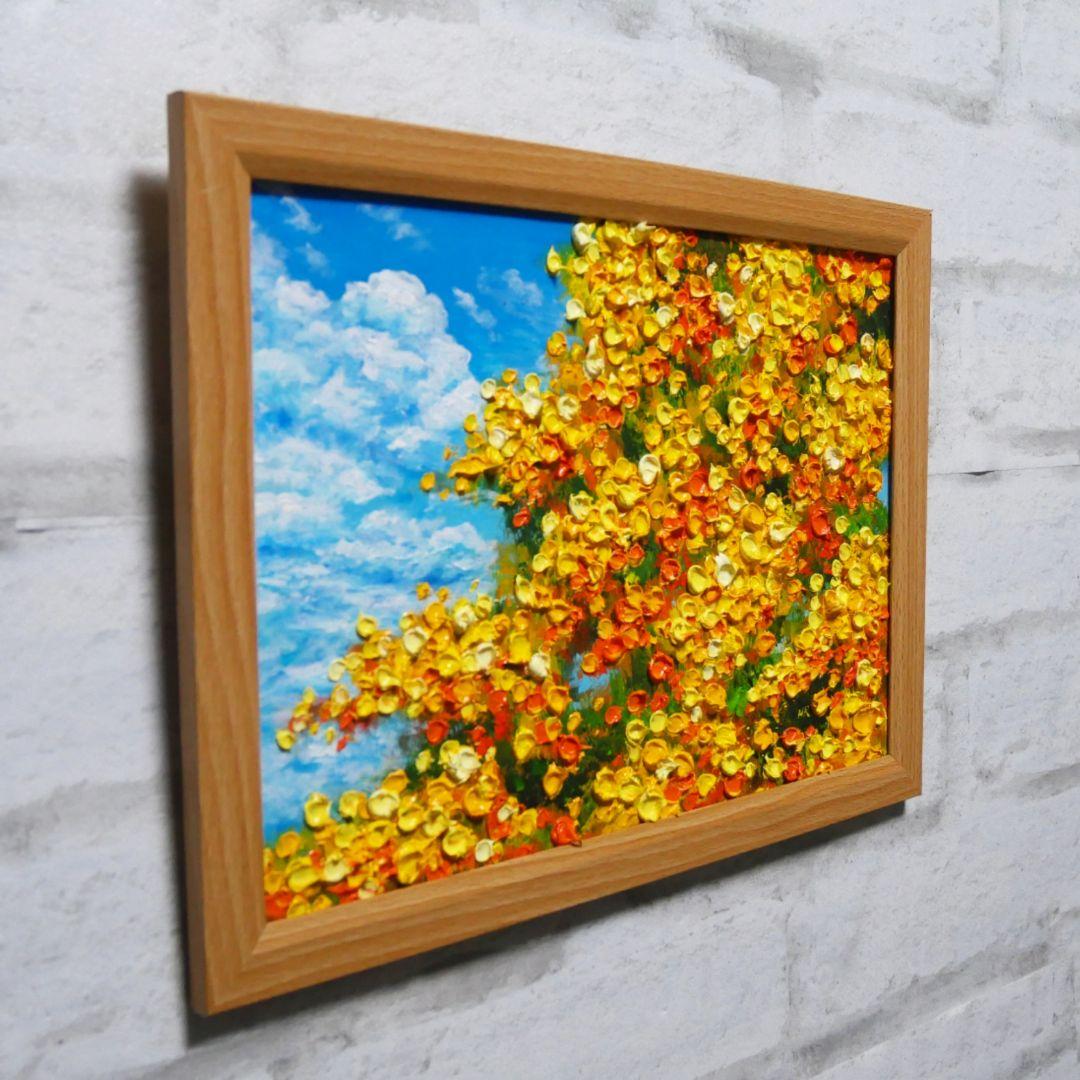 油絵 油彩 油彩画 絵 絵画　【青空のミモザ】