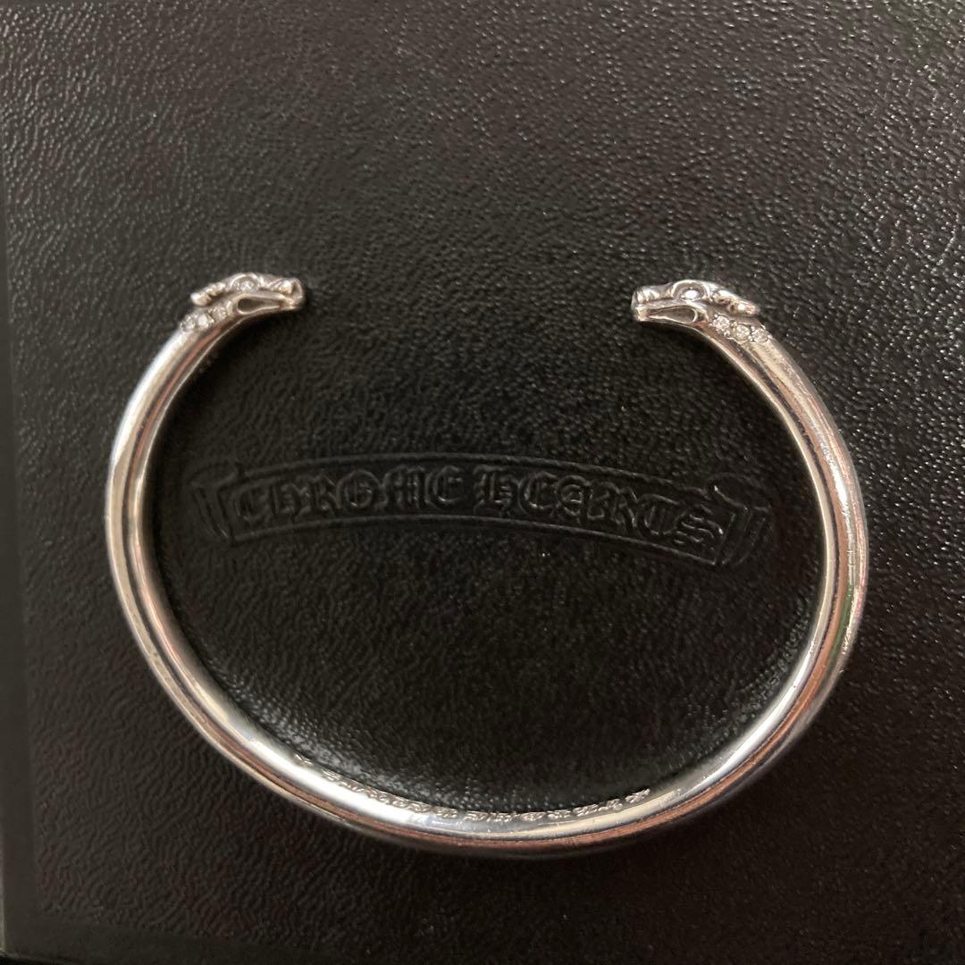 クロムハーツダブルドッグ パヴェダイヤモンドバングルシルバー925
