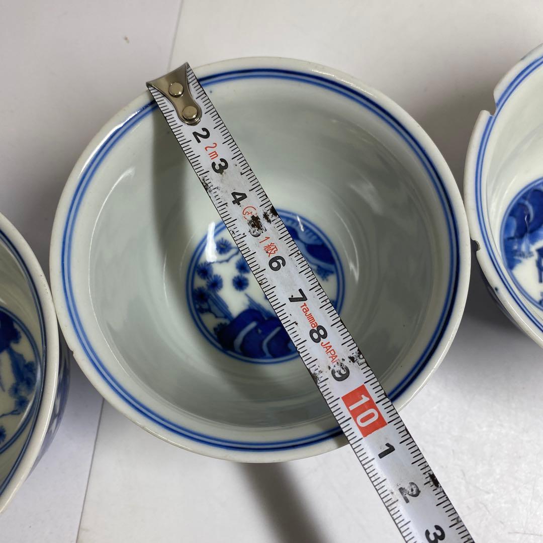 中国古玩　大明嘉靖年製　青花汲出碗5客　径約10.5㎝東Y7-0404③トヒチサ