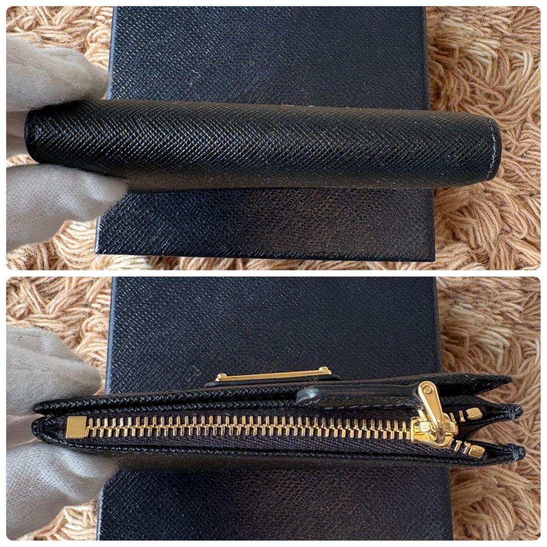【未使用】PRADA プラダ レザー  二つ折り財布 ブラック サフィアーノ