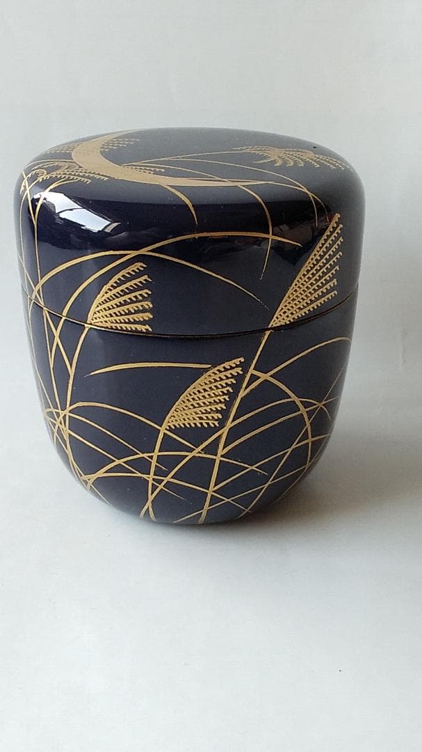 山中塗 中村湖彩 作 秋草に兎蒔絵 中棗 漆器 漆芸 茶道具 棗 共箱 新品