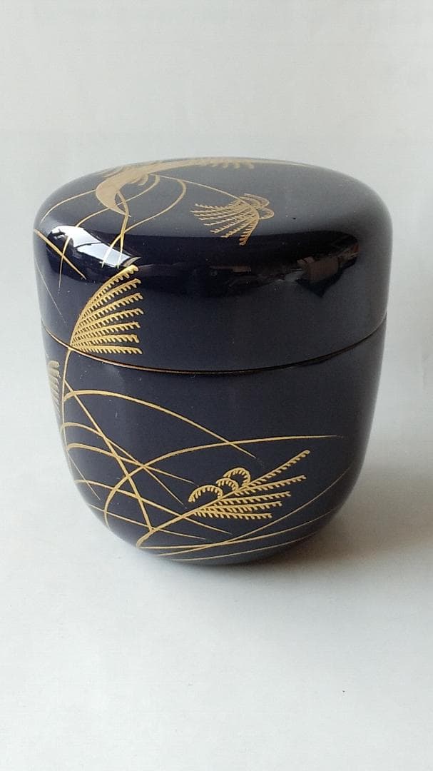 山中塗 中村湖彩 作 秋草に兎蒔絵 中棗 漆器 漆芸 茶道具 棗 共箱 新品