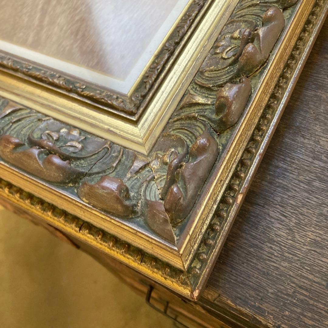 古額縁 P8号 油彩額縁 ゴールドフレーム 金装飾 ビンテージ アンテ