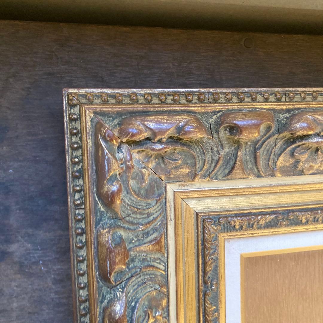 古額縁 P8号 油彩額縁 ゴールドフレーム 金装飾 ビンテージ アンテ