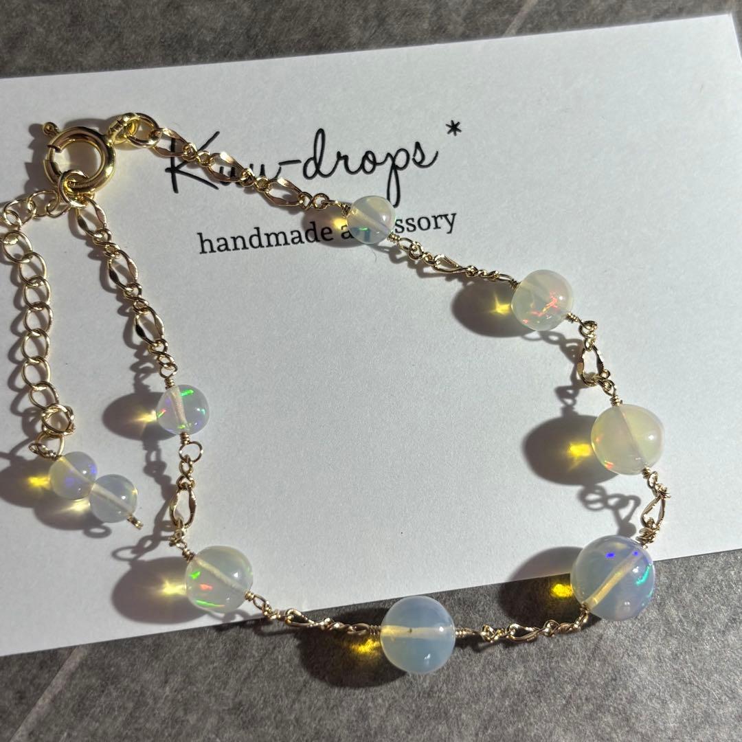 【桃色の雲】エチオピア産オパール丸玉✴︎14kgfブレスレットB141他