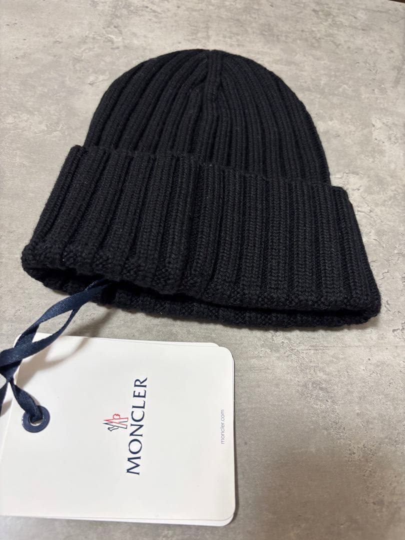 MONCLER ブラック ニット帽 新品タグ付き