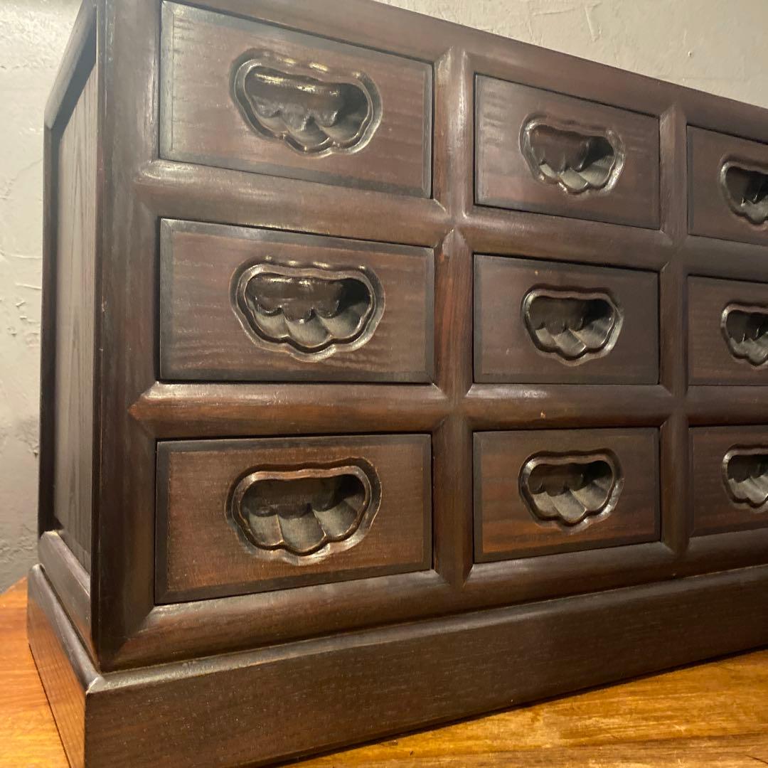 高級薬箪笥 小引き出し12杯 花梨 インテリア 収納 和家具