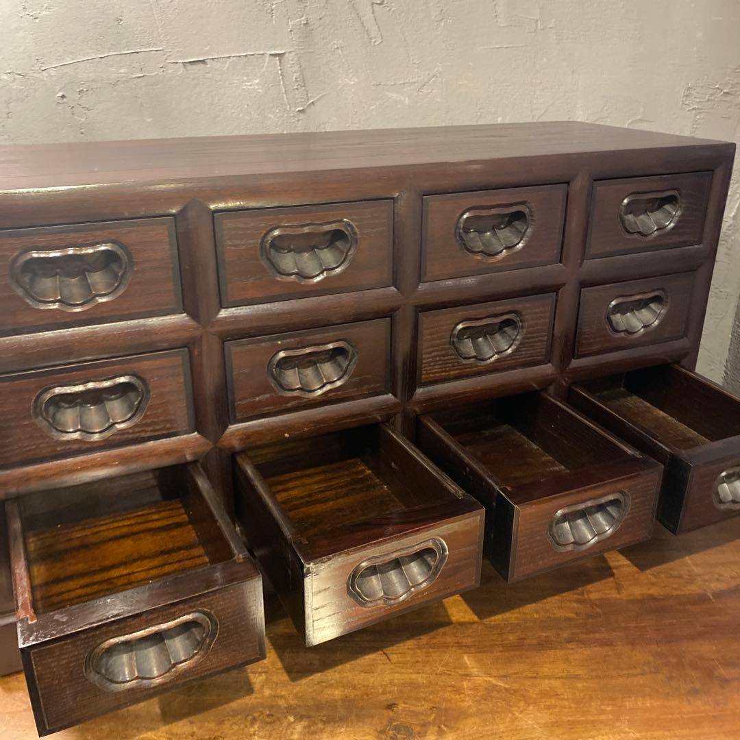 高級薬箪笥 小引き出し12杯 花梨 インテリア 収納 和家具