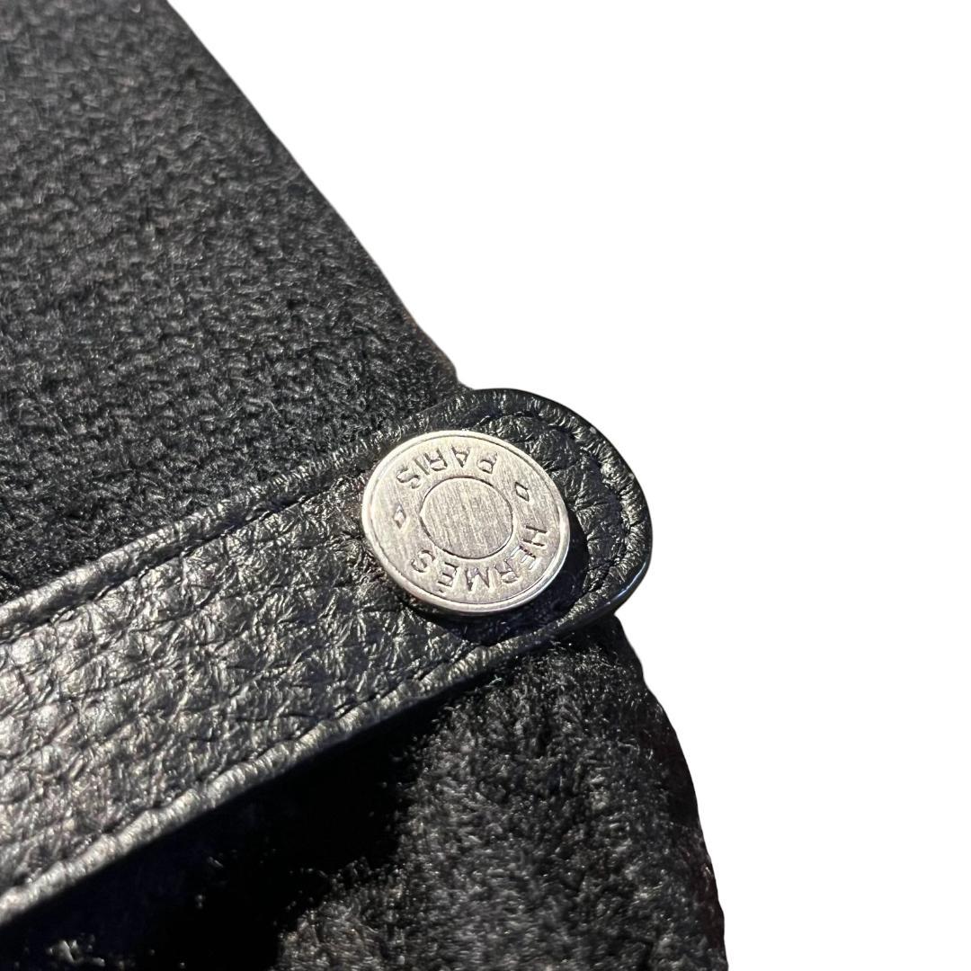 現行品 カシミヤ100% HERMES 《リオネル》 グローブ レザー 黒 M