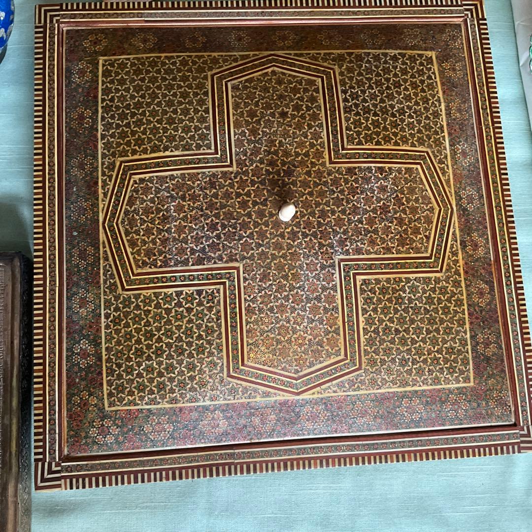 ペルシャ　寄木細工　蓋付き箱　50年前イラン