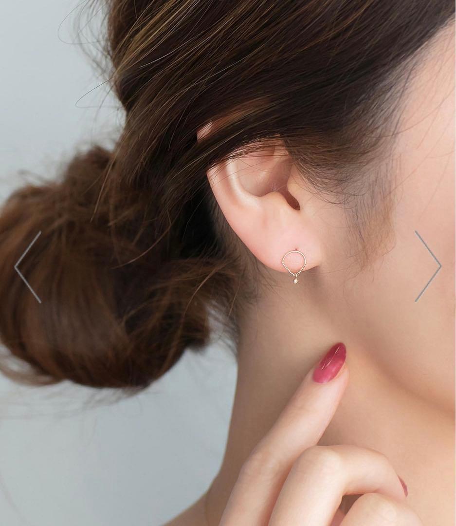 k10 0.02ct ペンデュラムダイヤモンドピアス