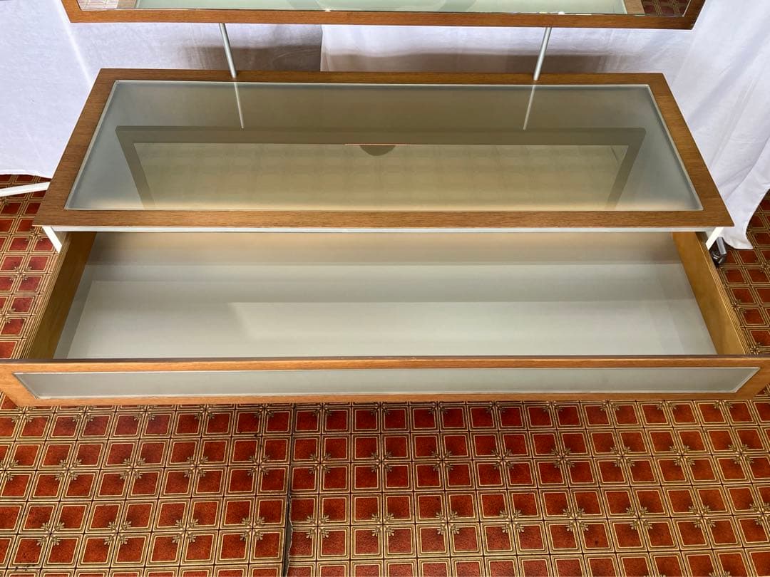 【アンティーク】北欧レトロ 鏡台 3段引出し ドレッサー チェスト キャビネット