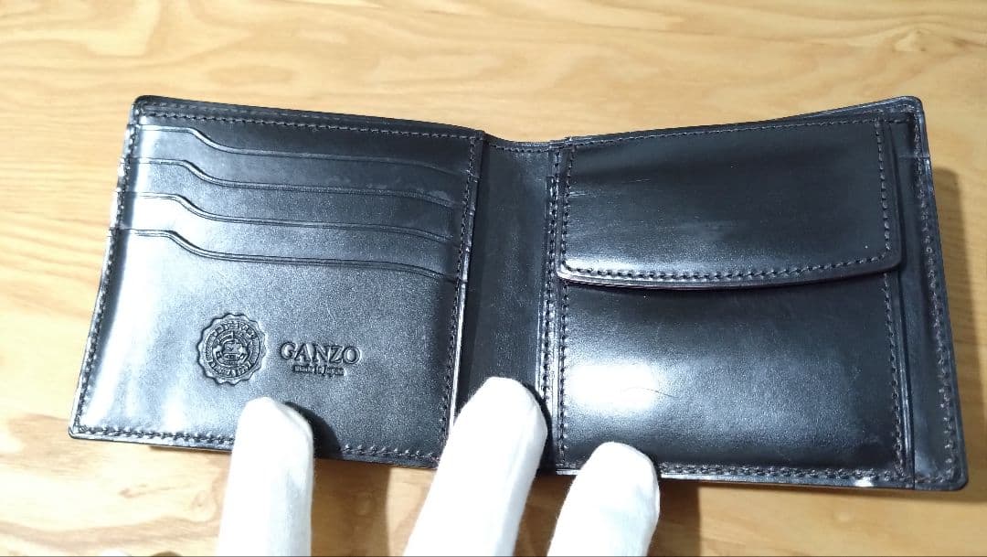 ガンゾ（GANZO）エイボン　芯通し　二つ折り財布（ダークブラウン）