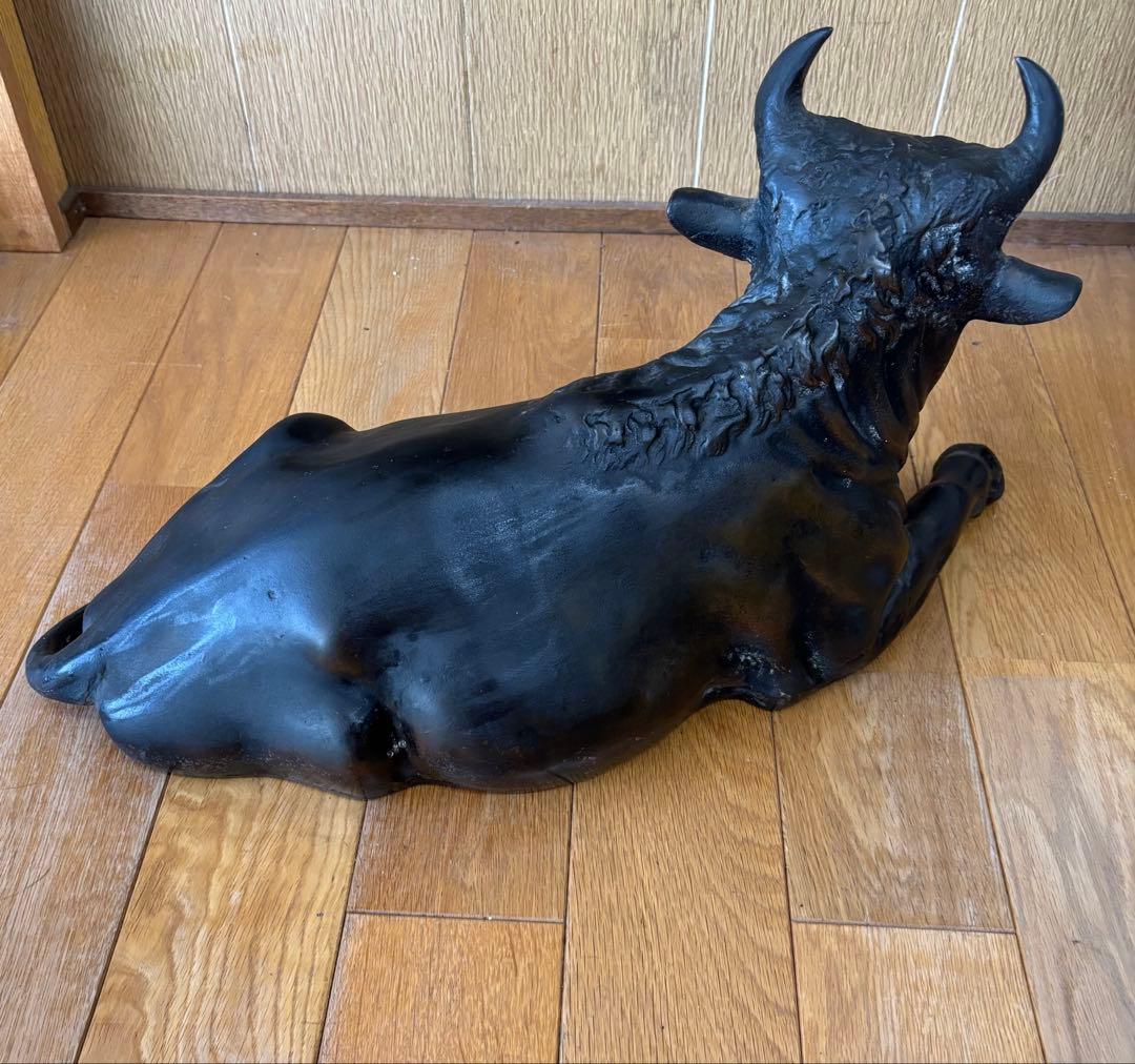 古い鉄製の牛 置物　骨董　ビンテージ　約50cm 大型　丑年　商売繁盛　縁起物