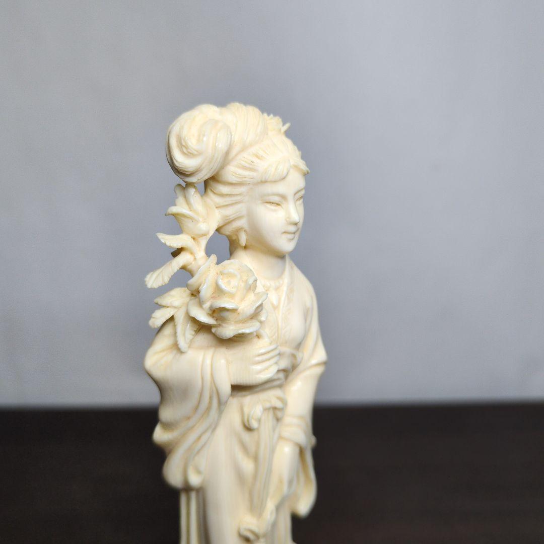 東洋彫刻 美人像 置物 高さ約18cm