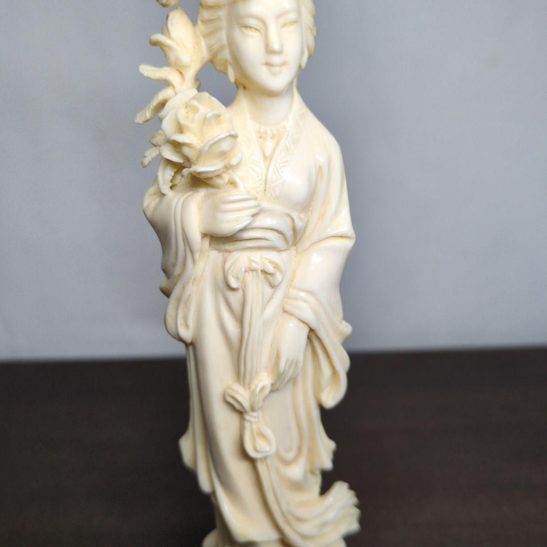 東洋彫刻 美人像 置物 高さ約18cm