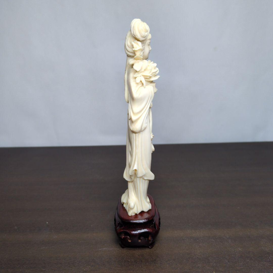 東洋彫刻 美人像 置物 高さ約18cm