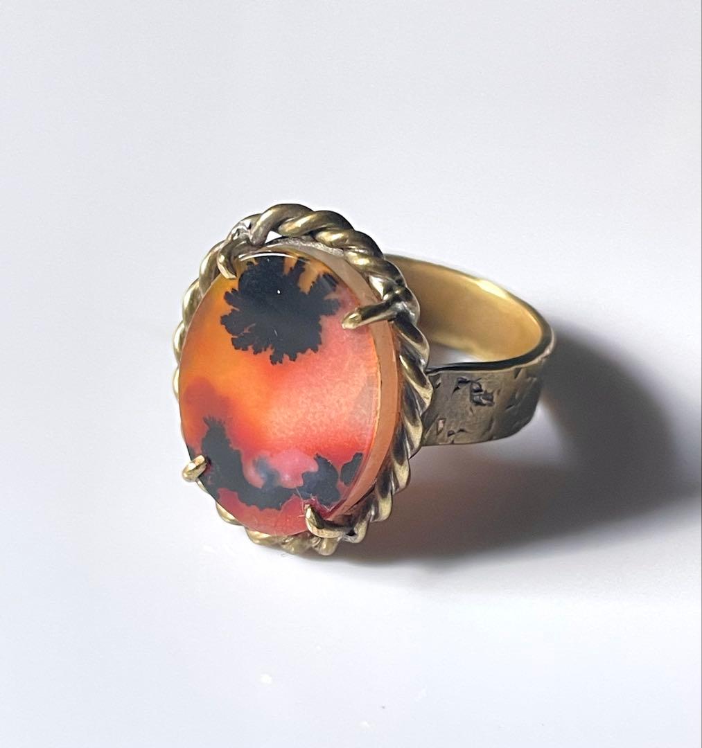 デンドリティックアゲート　額縁リング　真鍮　kitohi