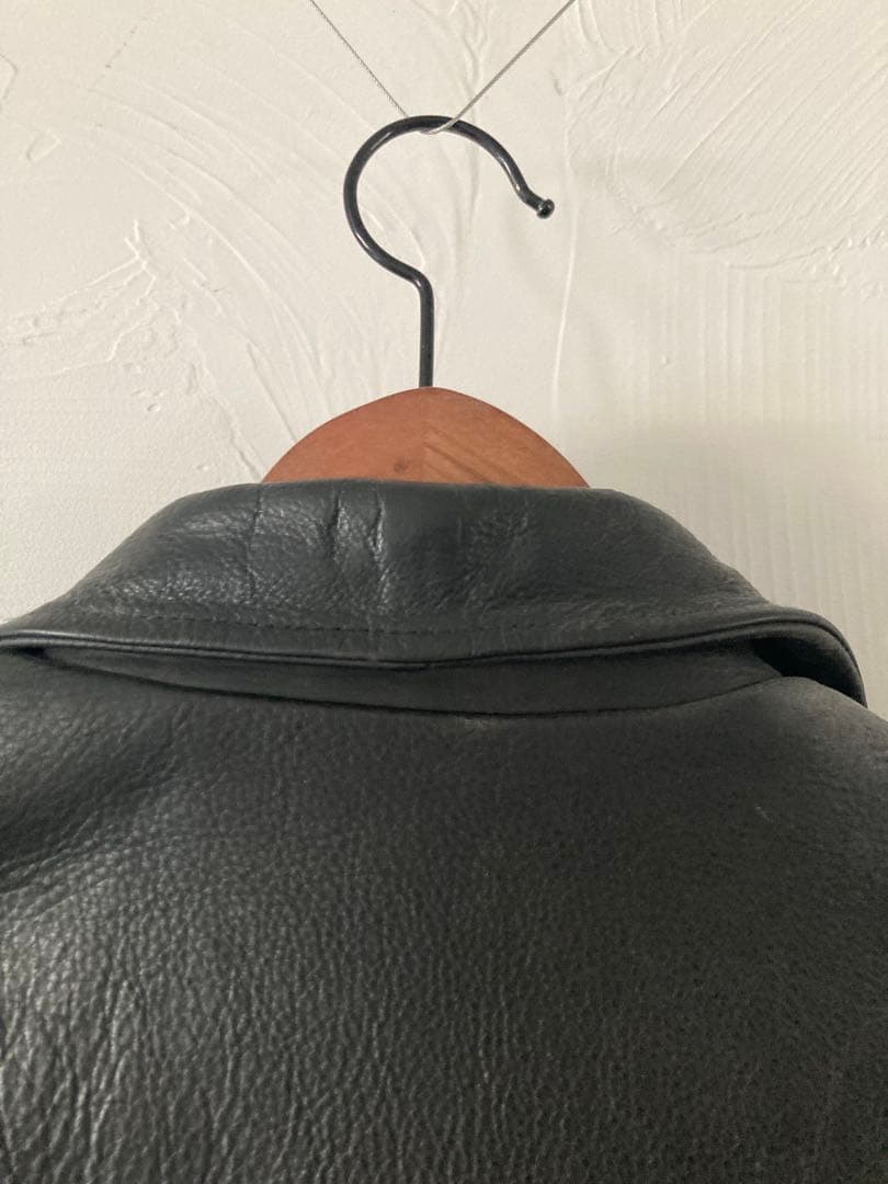 ブラック シングルライダースジャケット 5351プールオム