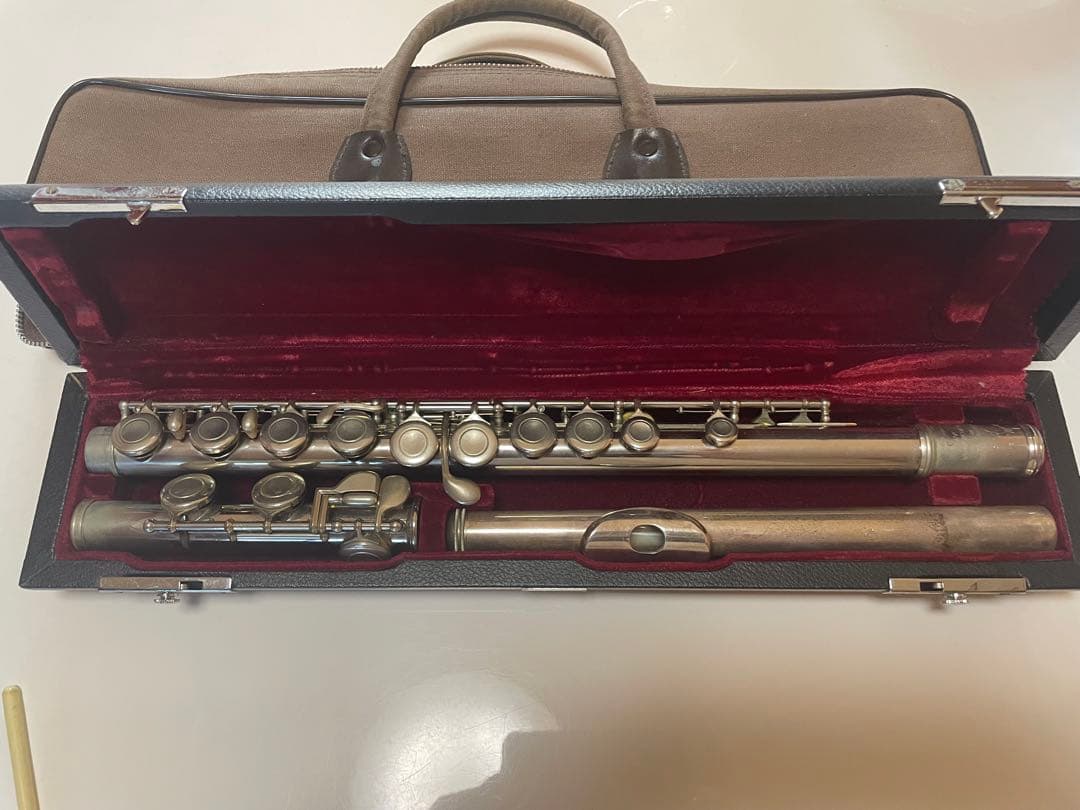 【匿名配送】Muramatsu フルート 銀製 ケース付き　頭部菅銀製