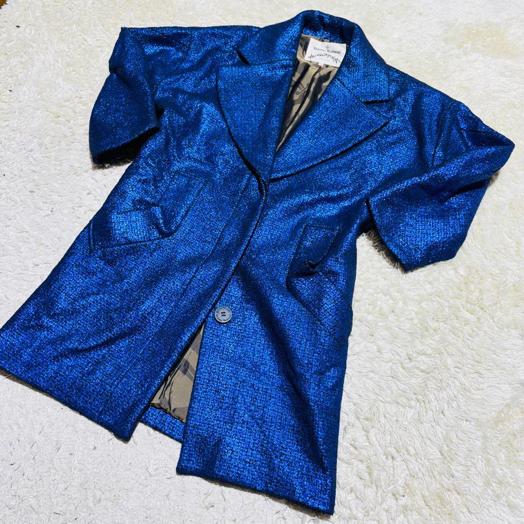 ✨極希少✨ヴィヴィアン チェスターコート　スパンコール　裏地総柄 ブルー