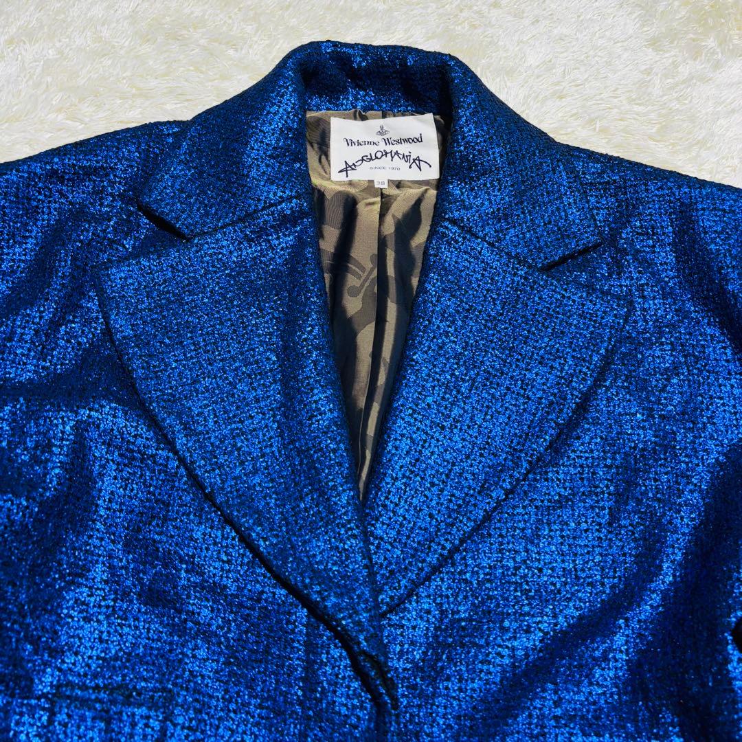 ✨極希少✨ヴィヴィアン チェスターコート　スパンコール　裏地総柄 ブルー