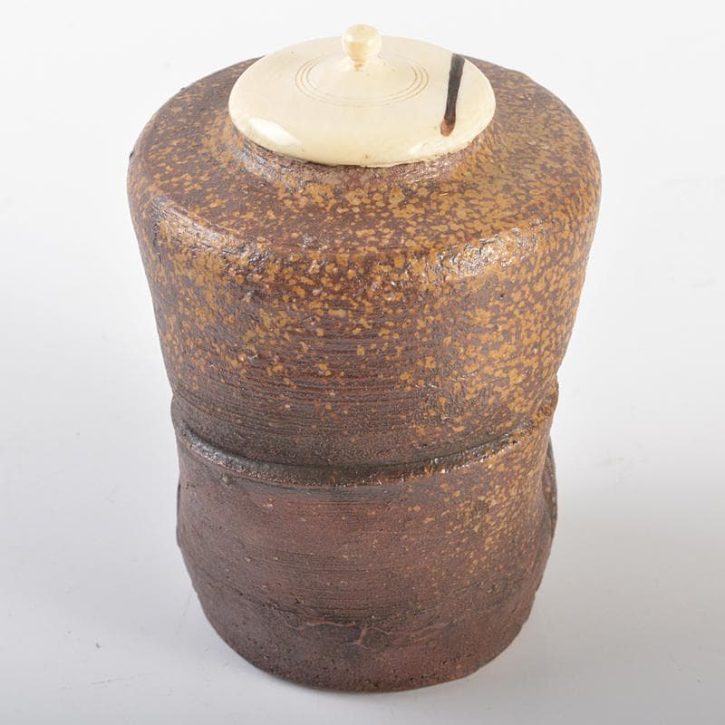 茶道具　備前焼　茶入　仕覆三点付　表千家十一代碌々斎極め箱　D　R6528