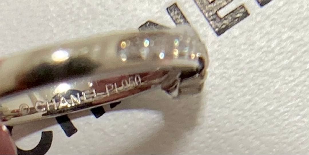 2日に取消CHANEL カメリアプラチナ950 ハーフダイヤリング#48シャネル