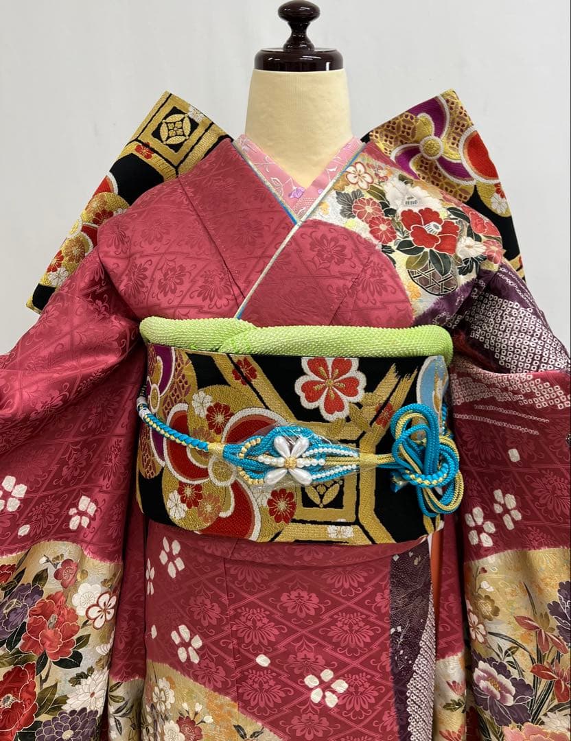 振り袖　フルセット　別誂長襦袢付　成人式　絞り入り　金彩加工　刺繍入り　630