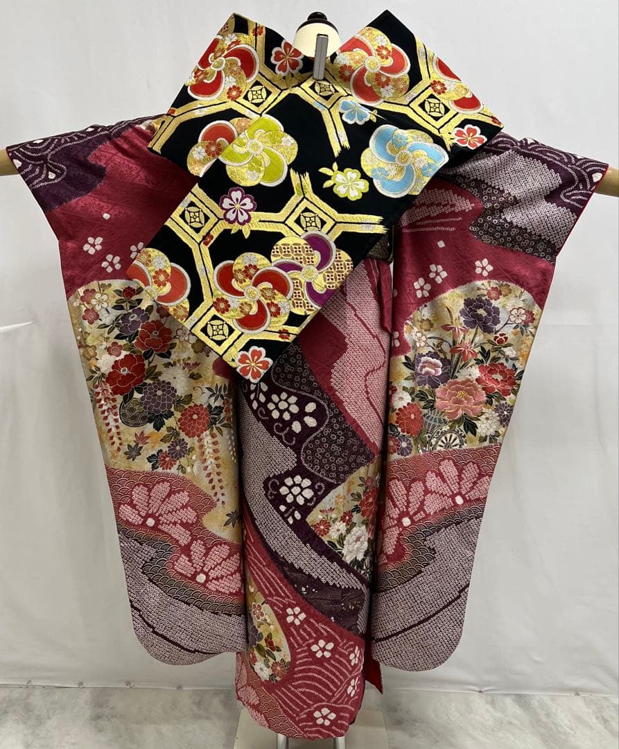 振り袖　フルセット　別誂長襦袢付　成人式　絞り入り　金彩加工　刺繍入り　630