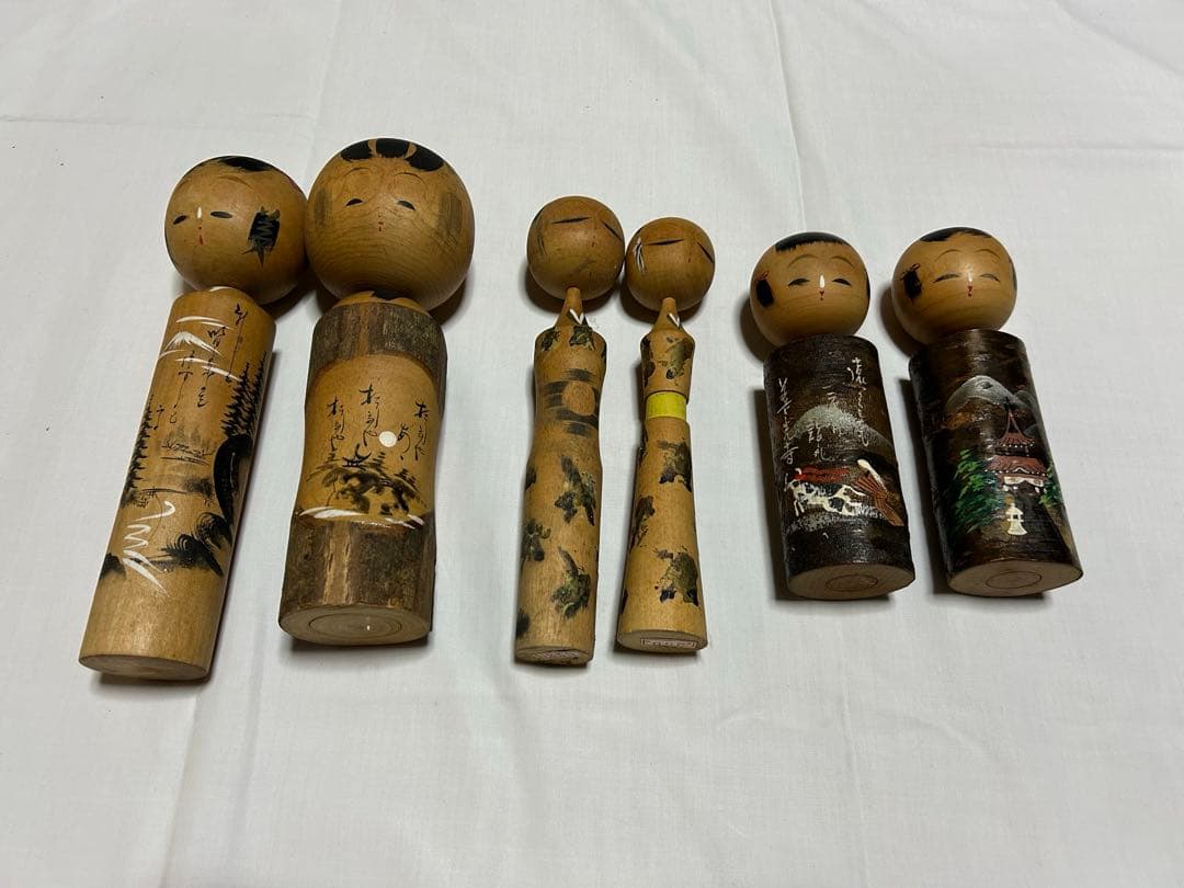 伝統的な木製こけし人形コレクション　まとめ売り
