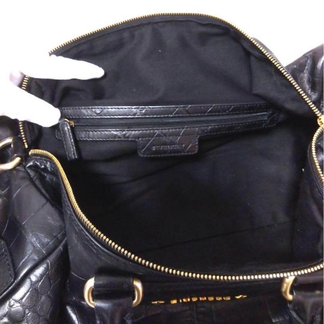 GIVENCHY クロコダイル型押し　ブラックレザーボストンバッグ　2ウェイ