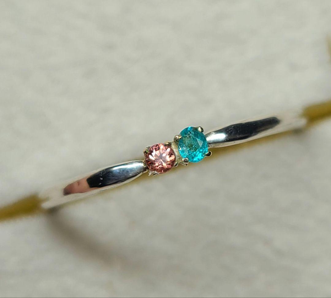 ★ブラジルバターリャパライバトルマリン&パパラチアサファイア10KリングSV★