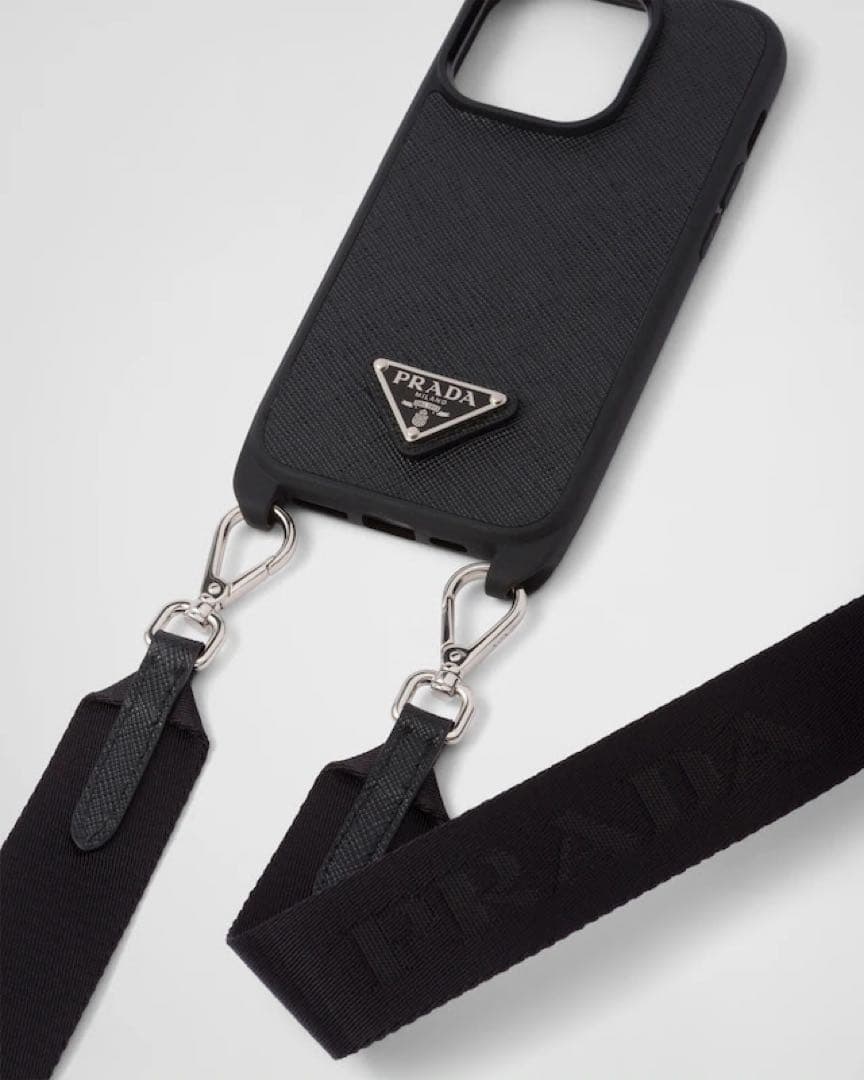 PRADA iPhone14ケース　ショルダーストラップ　ブラック