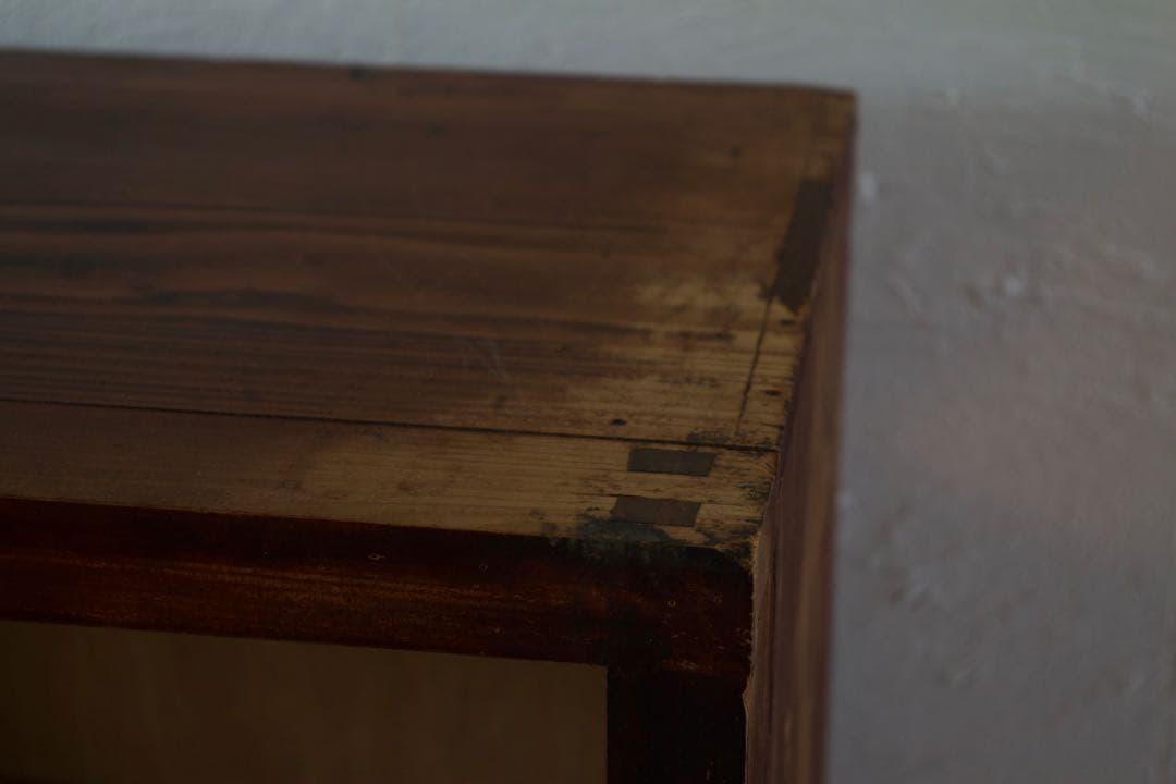 木製ガラス戸棚　食器棚　古家具　アンティーク