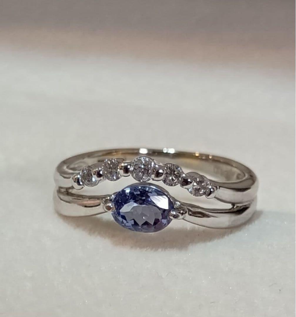 n*o様 タンザナイト ダイヤモンド 2連風リング 、タンザナイトPt900 ピ