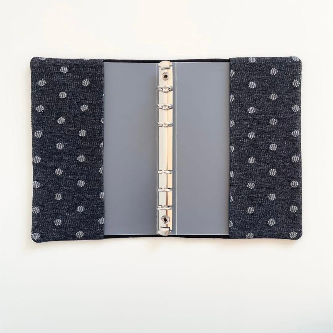 早い者勝ち　韓国　バインダー　カバー　貯金　現金管理　デニム　ドット　リフィル