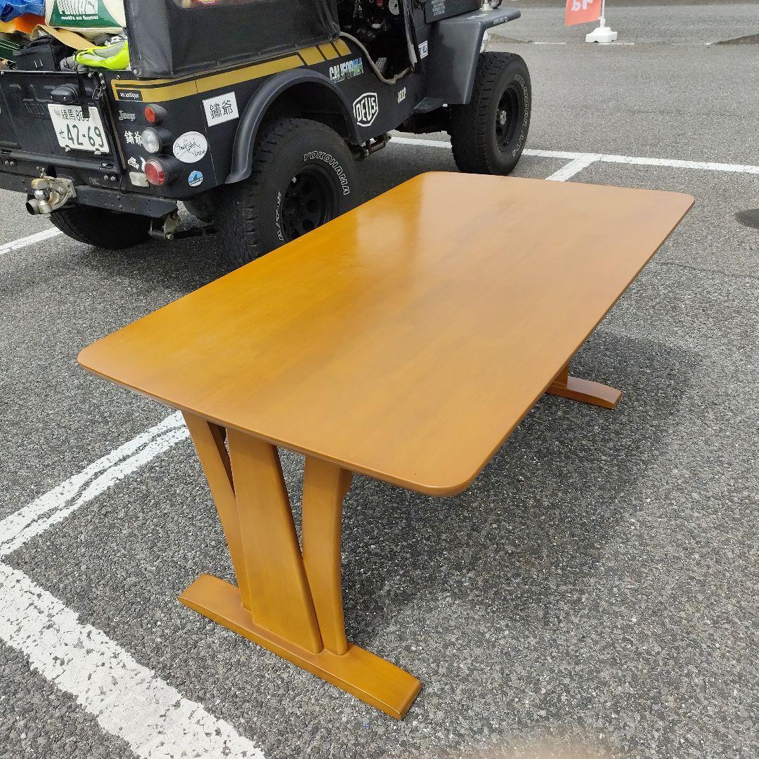 ブラウン 木製 大型ダイニングテーブル 6人 長方形