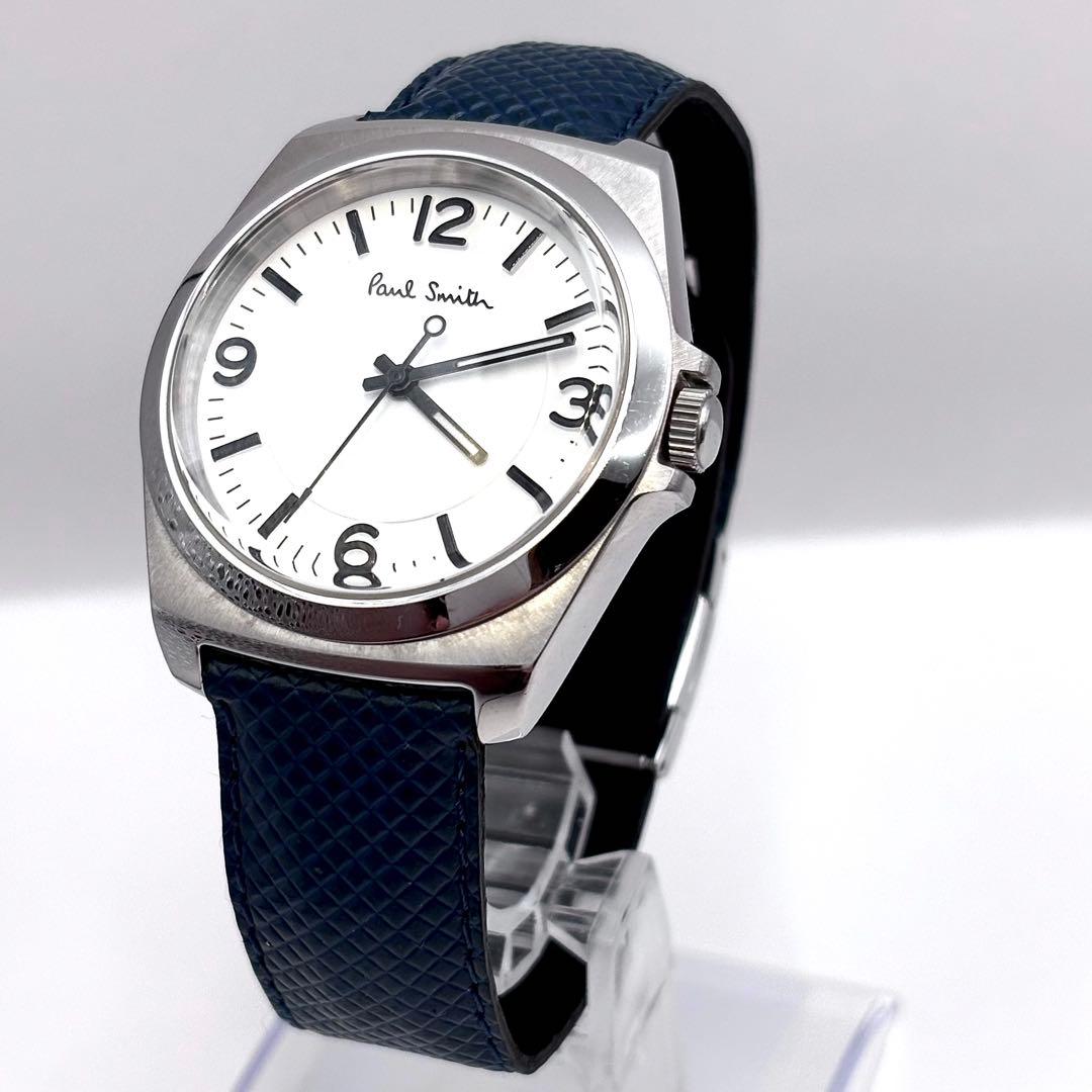 新品電池 ポールスミス メンズ 白文字盤 クォーツ 稼働品