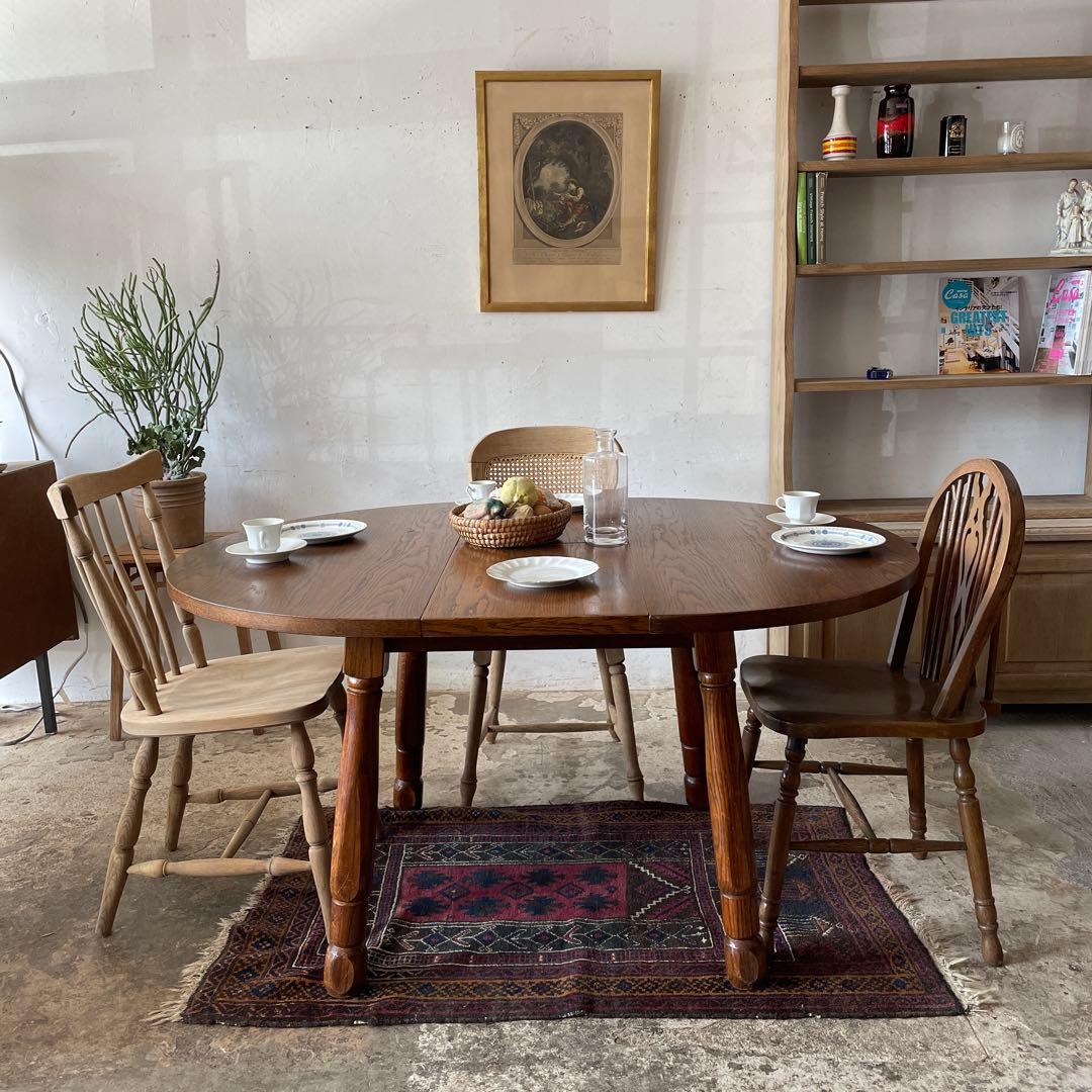 ビンテージ ラウンドエクステンションダイニングテーブル no4