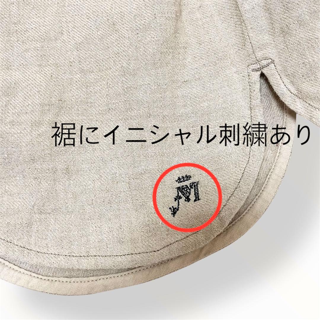 麻100%✨キャピタル バラ釦 藍染風ポケット アシンメトリー裾 ガウチョパンツ