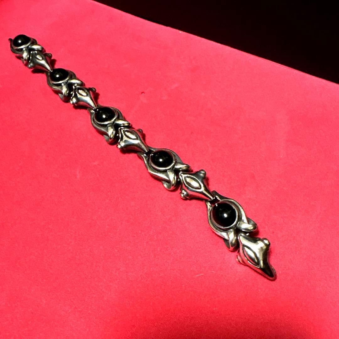 シルバー925 オニキス ブレスレット 90g vintage 重量級