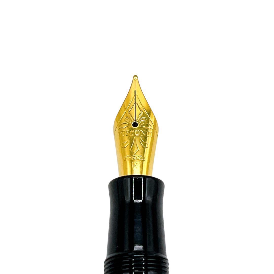 美品 ヴィスコンティ 万年筆 レジン 金 ゴールド 黒 ブラック ユニセックス